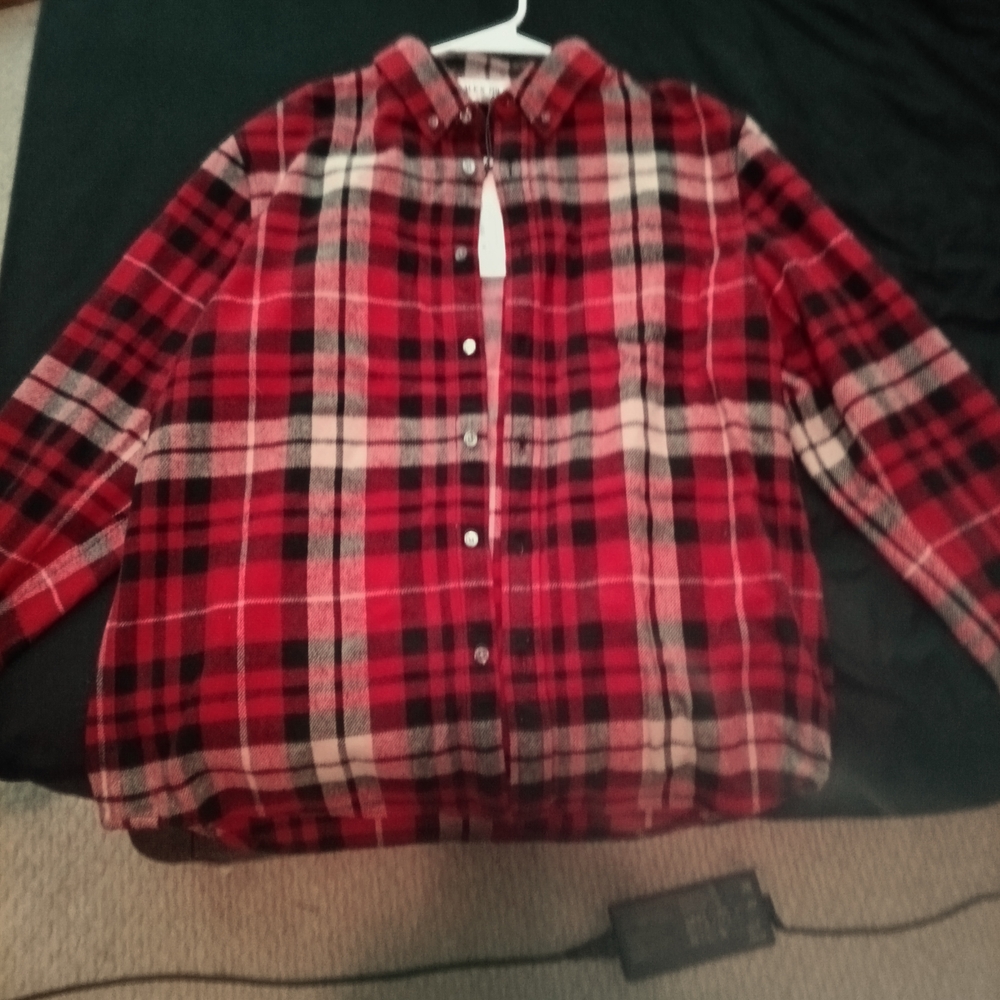 Alex Mill New With Tag Men's Large Red and Black Plaid Flannel Shirt